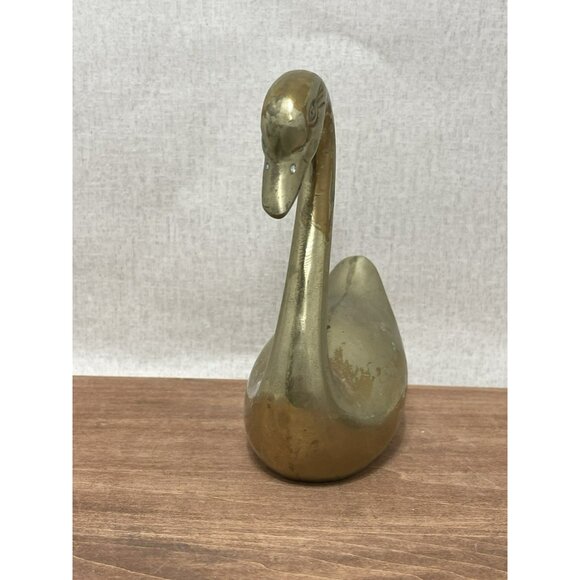 Vintage Mid Century Brass Swan Figurine 6 Inch - Picture 4 of 7